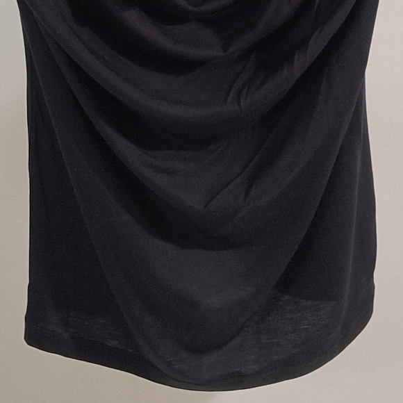 Club Monaco Women's Extra Small Black Cap Sleeves Draped Blouse - Picture 4 of 8